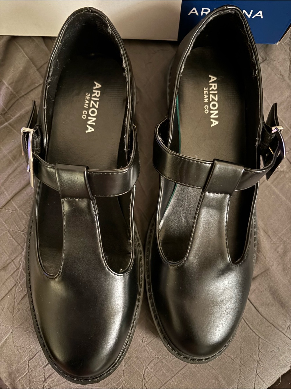 Women’s Black T-Strap Leather Shoes